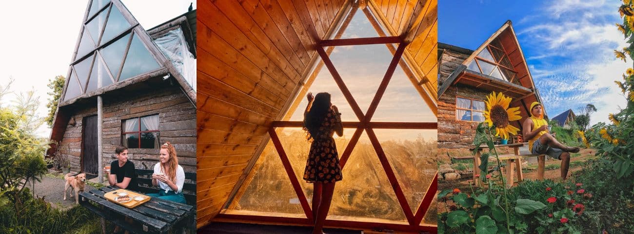 Guests at Hideout Cabins — an A-frame cabin among the tea fields of Moonplains, Nuwara Eliya